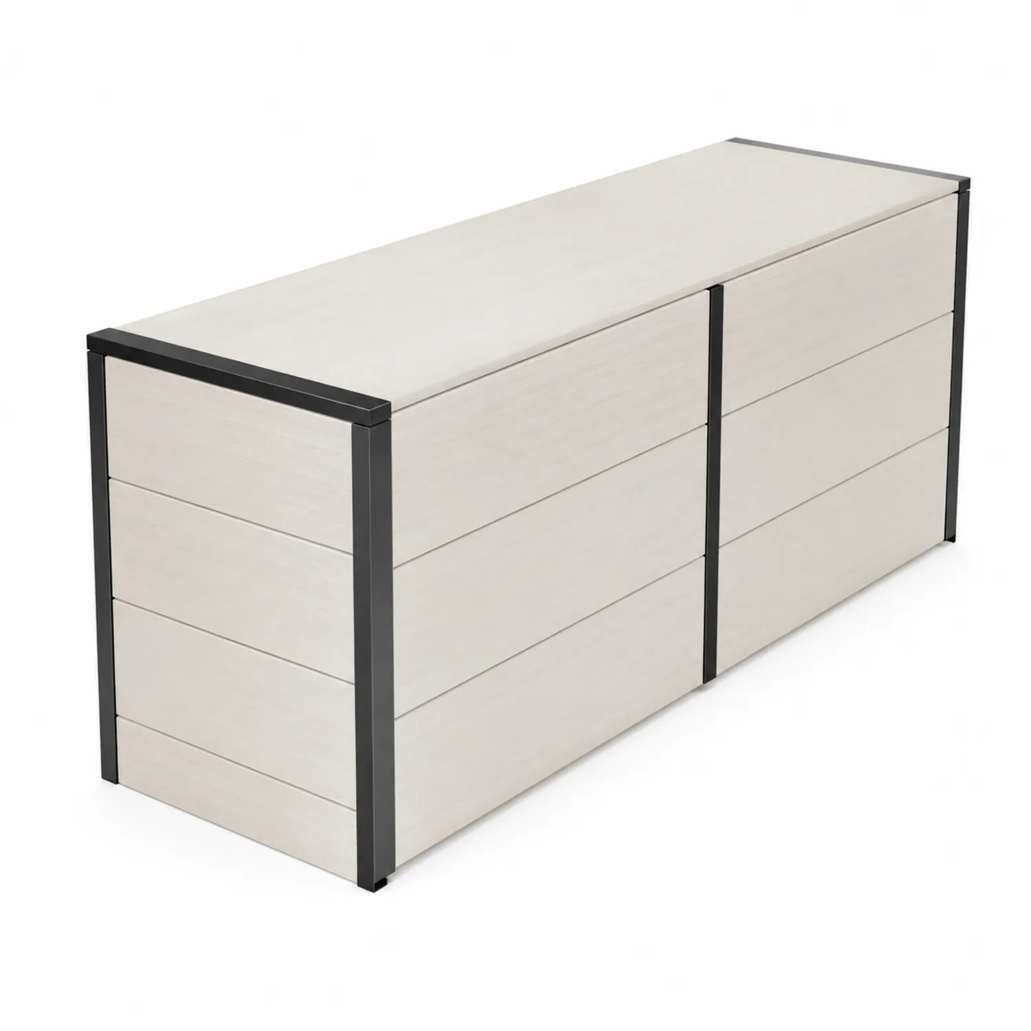 Cassettiera rettangolare in legno e metallo bianco 120x45x70 cm-Veltidorin