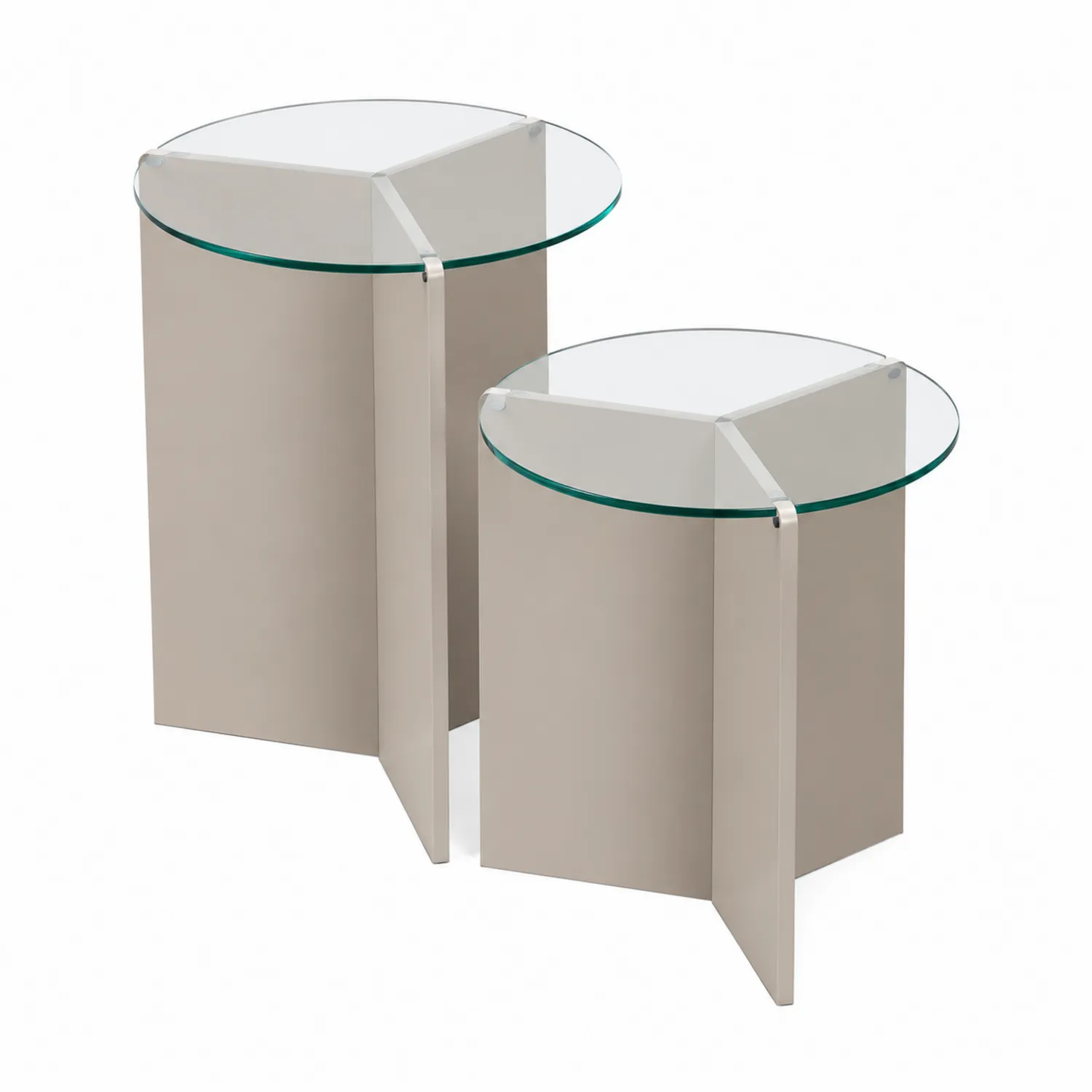 Set di Tavolini Impilabili Rotondi in Vetro e Metallo-Veltidorin
