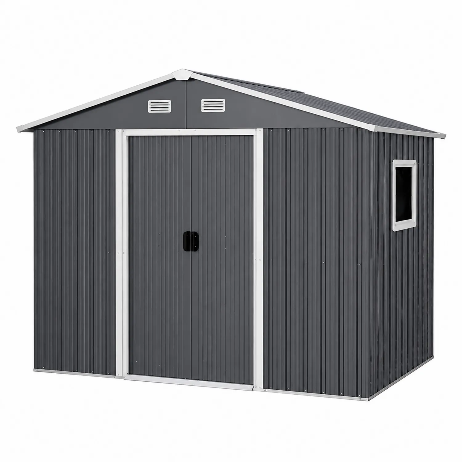 Capanno in Metallo Zincato con Finestra Grigio 210x130x185 cm-Veltidorin