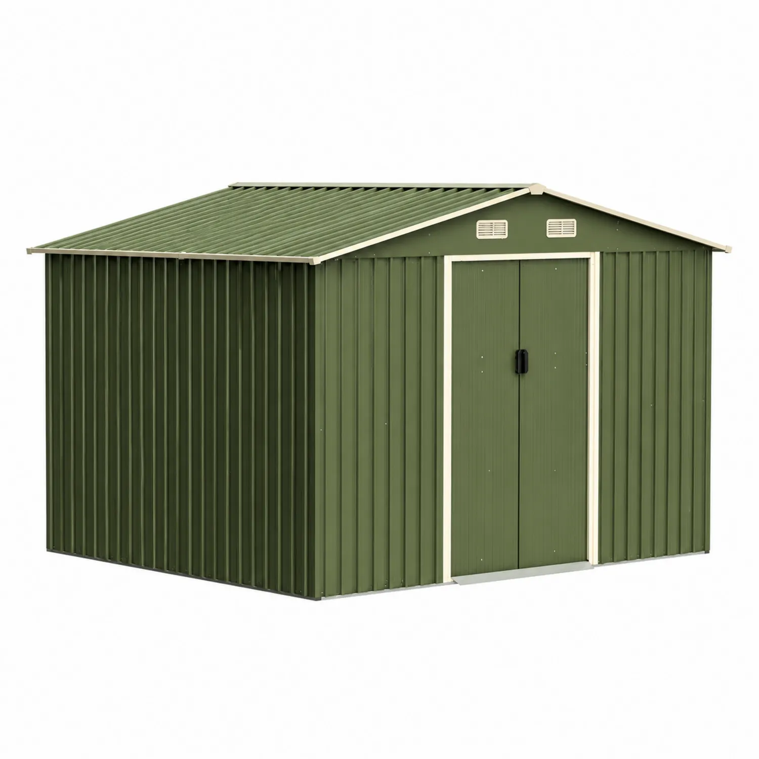 Capanno in acciaio zincato verde con doppia porta 210x260x185 cm-Veltidorin