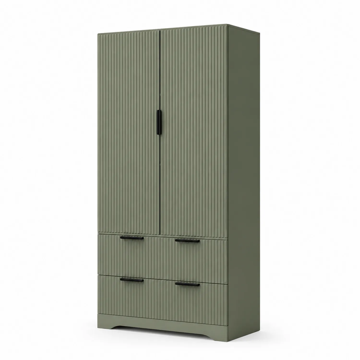 Armadio in MDF con Ante e Cassetti Verde 180x80x40 cm-Veltidorin