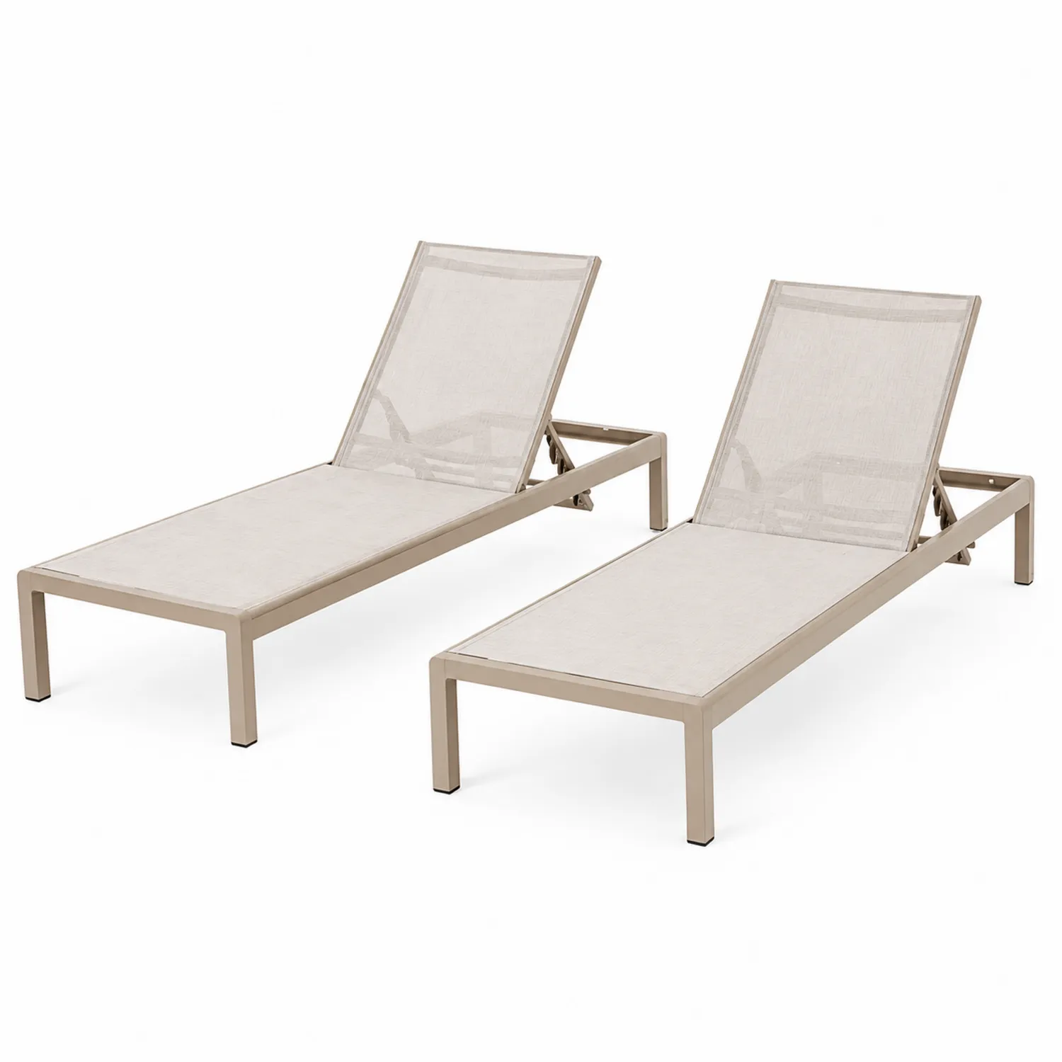 Set di Lettini Prendisole in Alluminio con Tessuto Traspirante Beige-Veltidorin