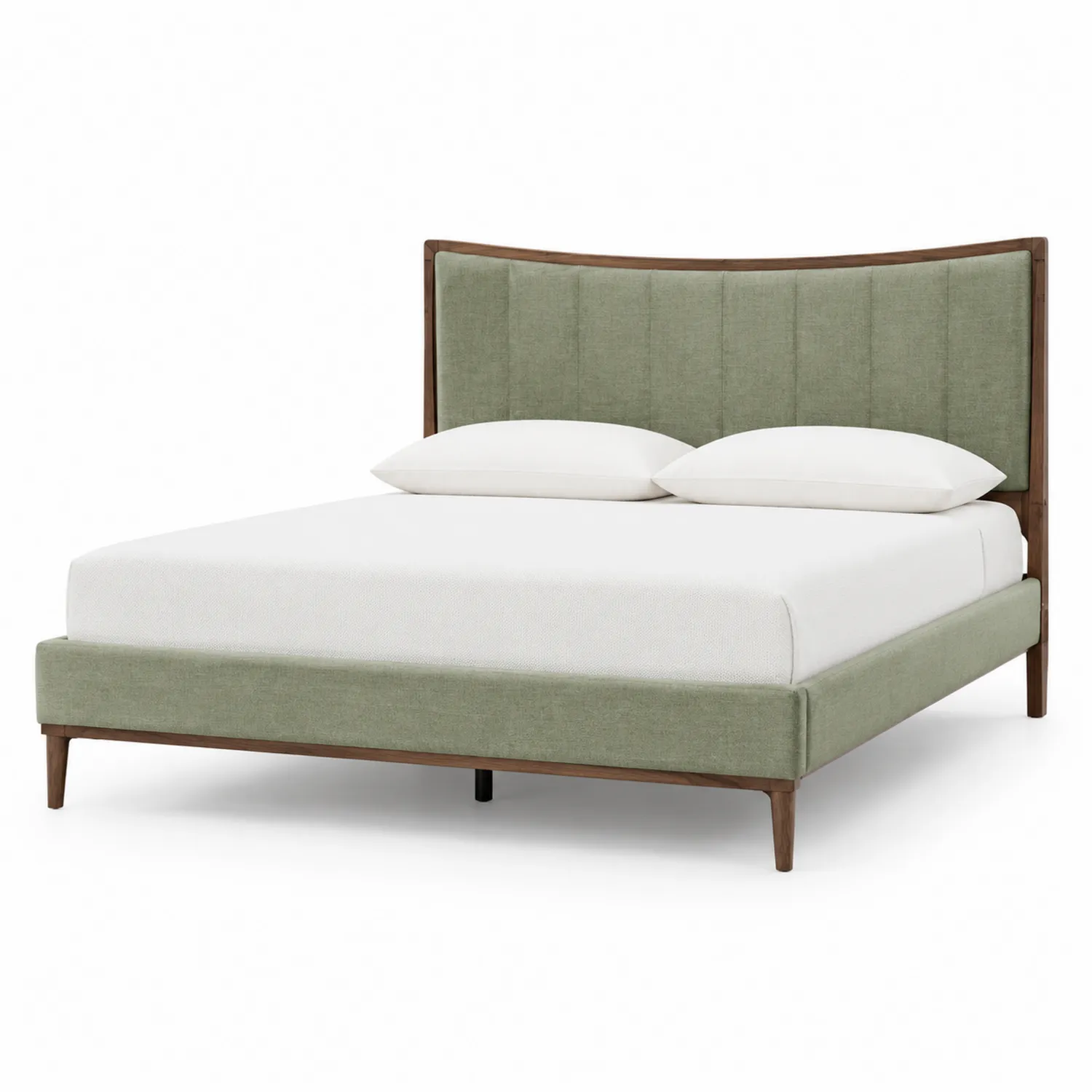 Letto matrimoniale in legno e tessuto verde 200x160 cm-Veltidorin