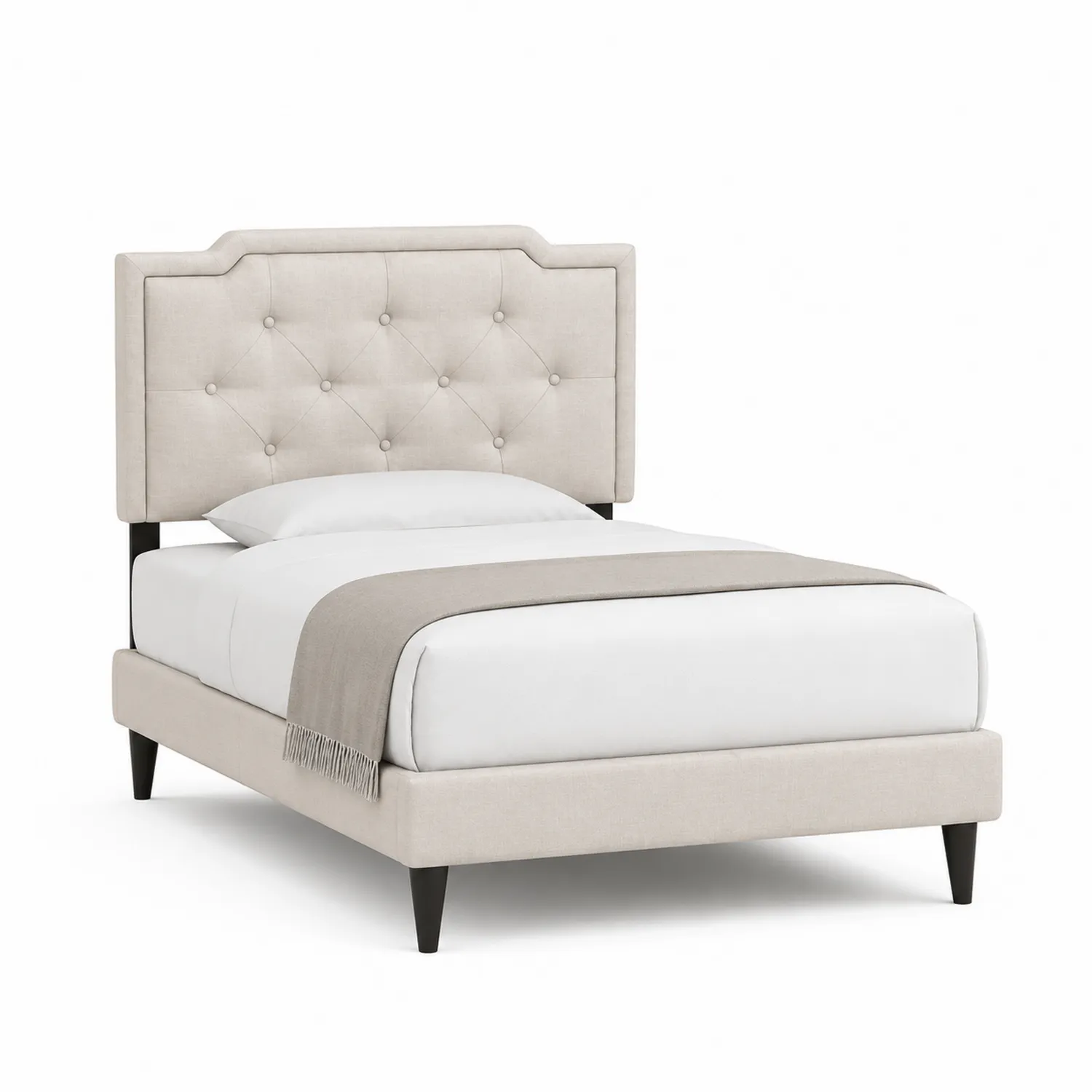 Letto singolo in tessuto con testiera imbottita-Veltidorin