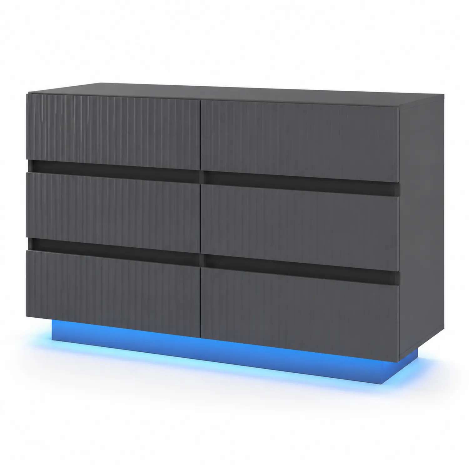 Cassettiera grigia con sei cassetti e LED-Veltidorin