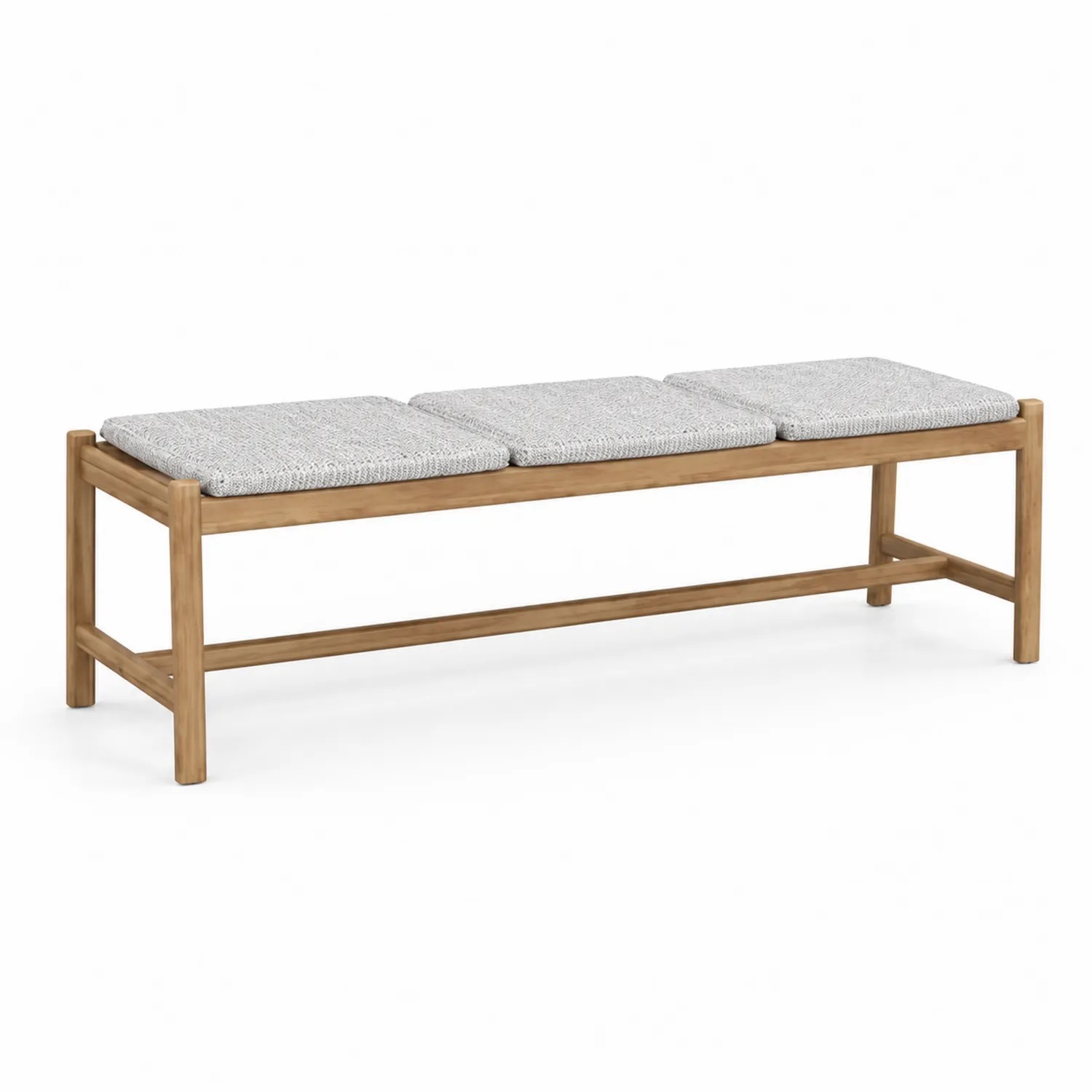 Panca in legno teak con cuscini in poliestere grigio-Veltidorin
