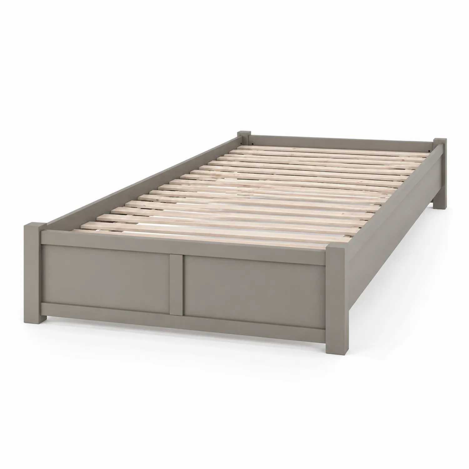 Letto singolo in legno grigio con doghe in pino 200x90 cm-Veltidorin