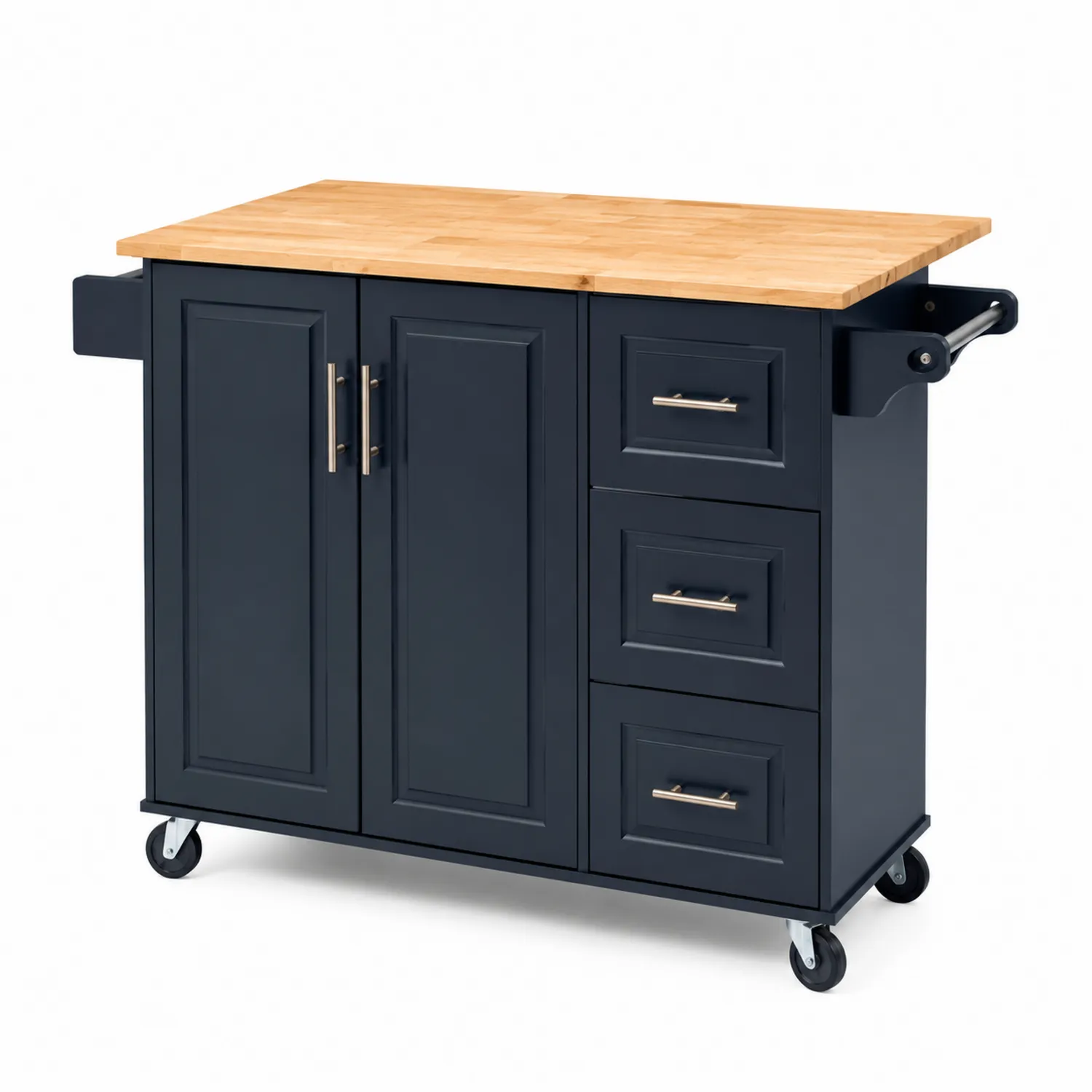 Carrello da cucina 2 ante 3 cassetti in Legno e MDF Blu-Veltidorin
