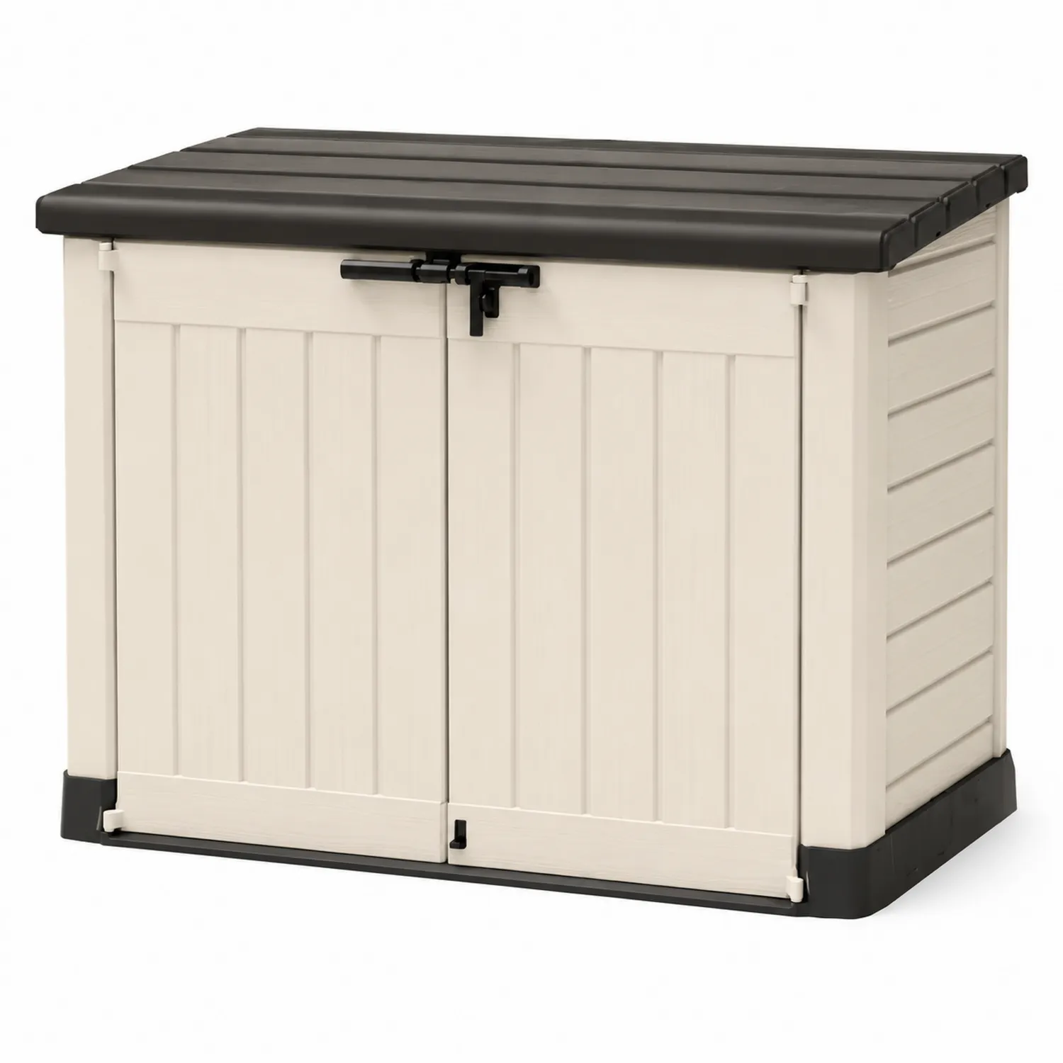 Contenitore da Esterno in Plastica Beige e Nero 140x82x120 cm-Veltidorin
