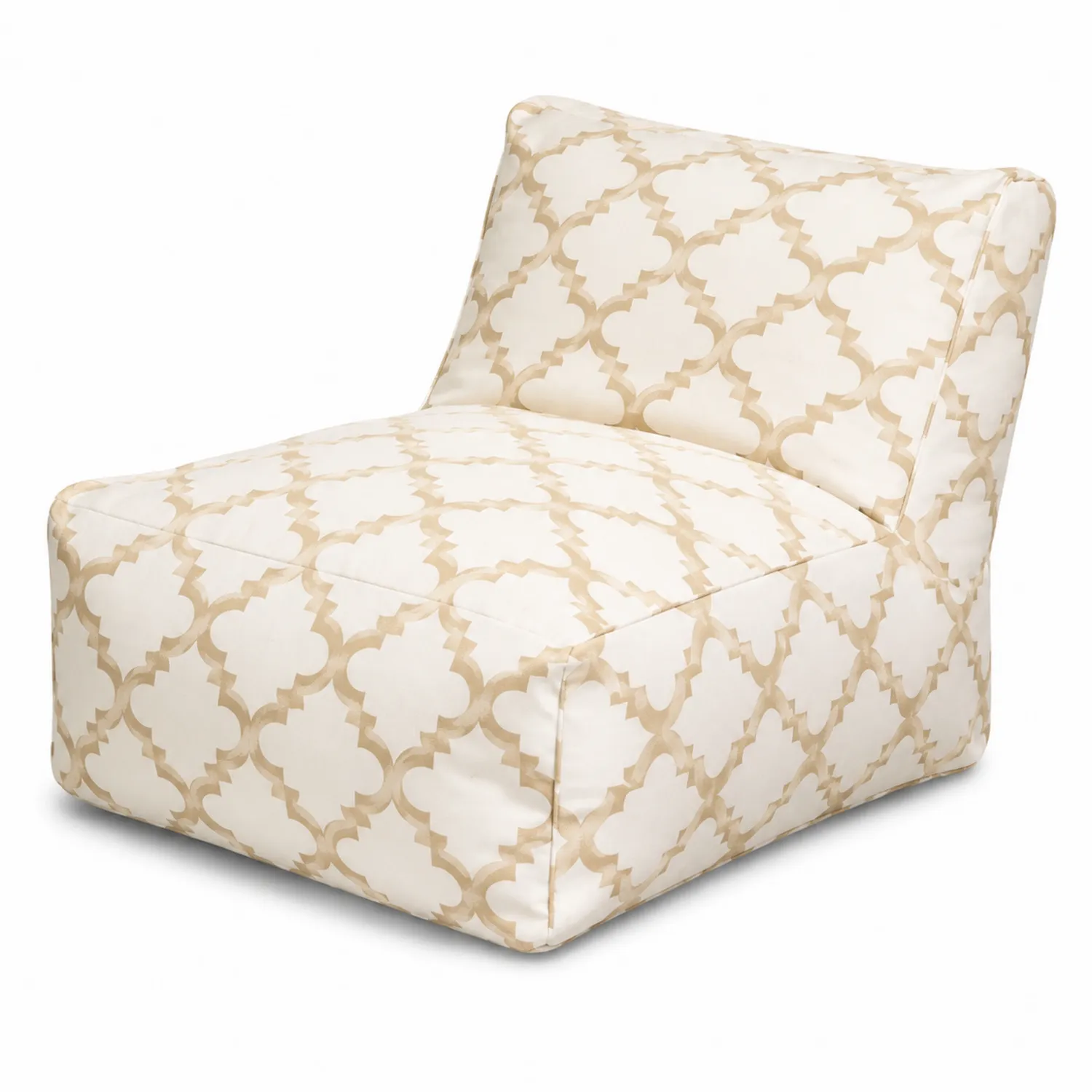 Poltrona lounge in cotone bianco e beige-Veltidorin