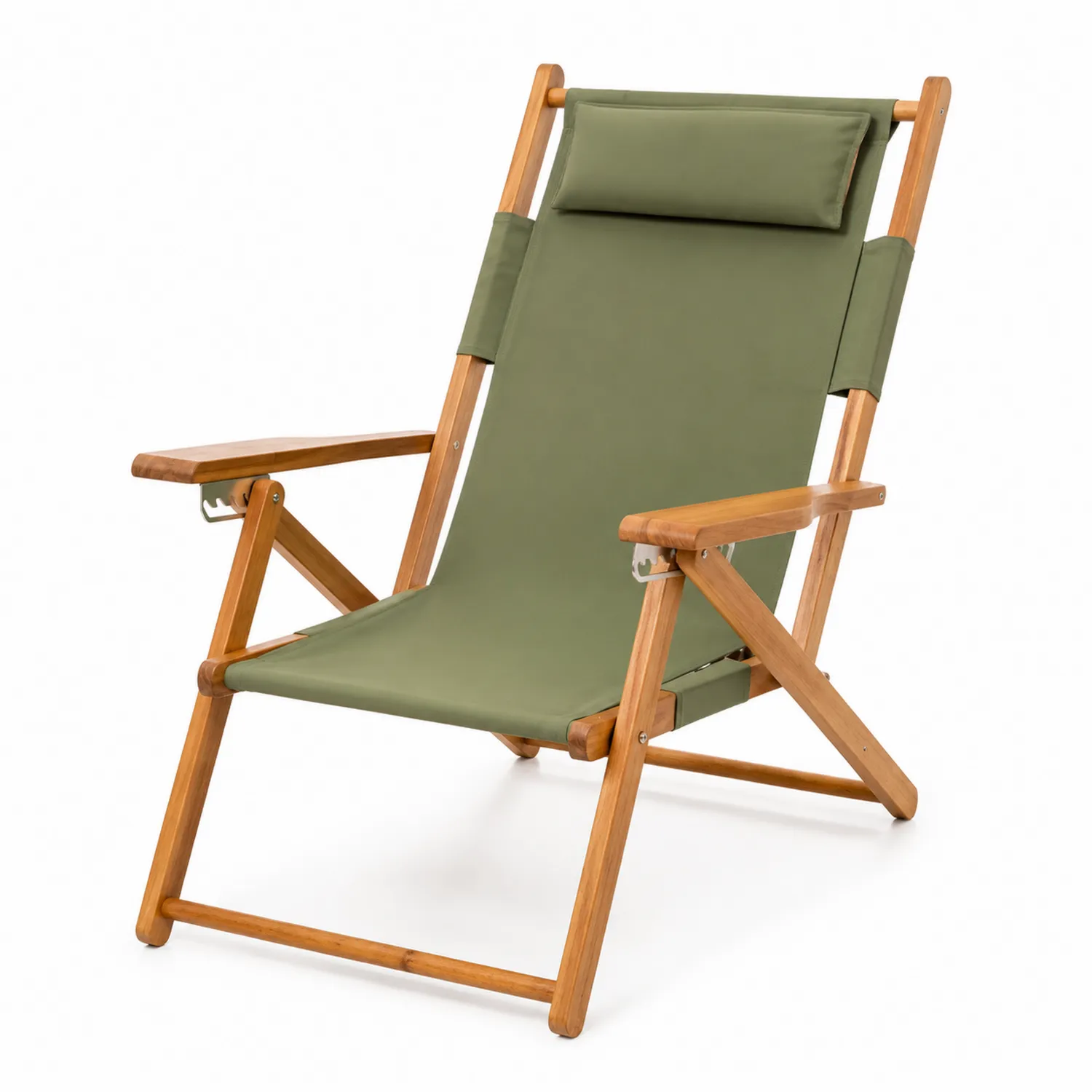 Sedia pieghevole in legno e tessuto verde con cuscino-Veltidorin