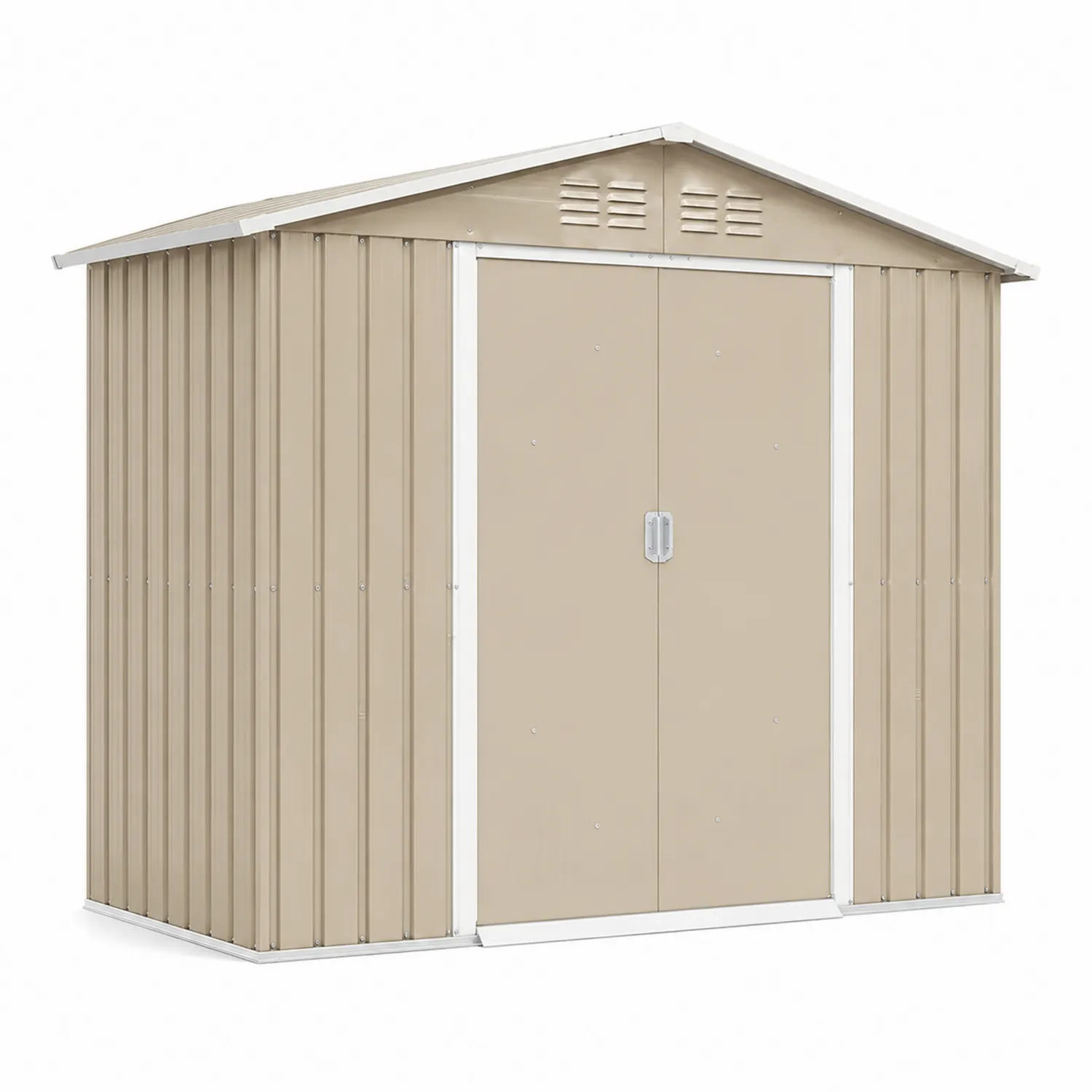 Capanno portaoggetti in metallo con doppia porta scorrevole Beige-Veltidorin