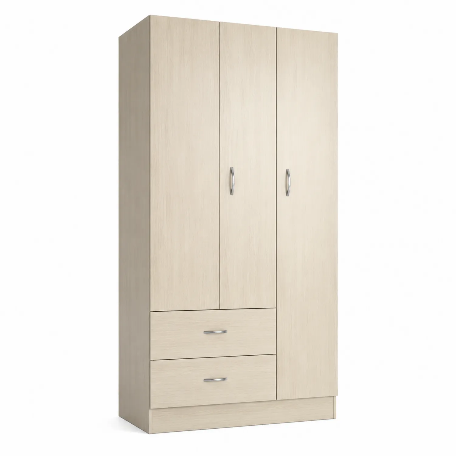 Armadio guardaroba 3 ante 2 cassetti in truciolato legno chiaro-Veltidorin