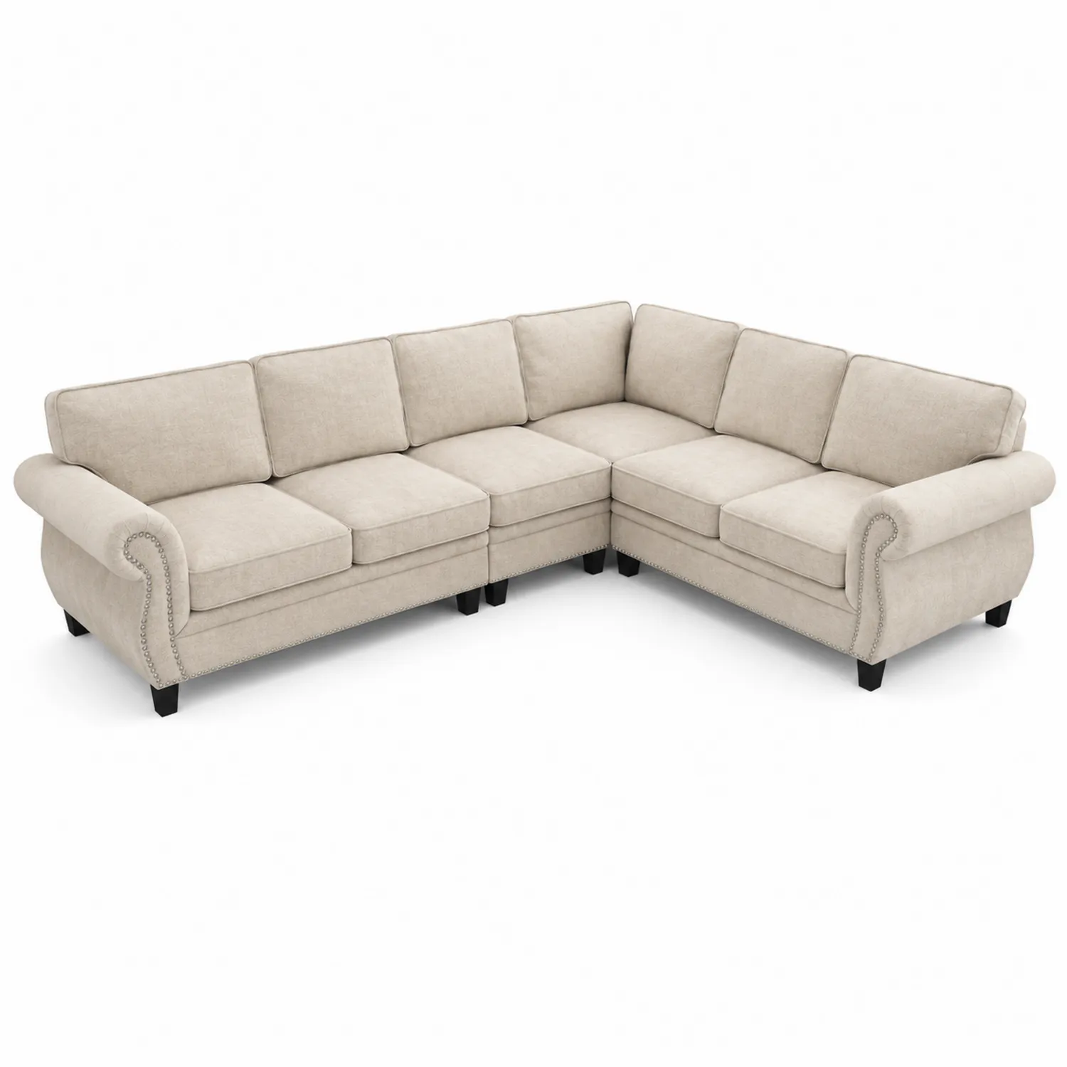 Divano angolare modulare in tessuto beige-Veltidorin
