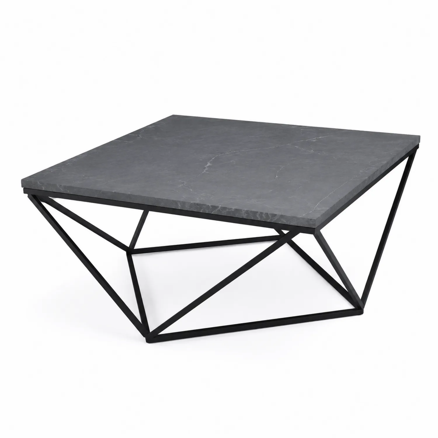 Tavolino da caffè in marmo nero e metallo 90x90x35 cm-Veltidorin