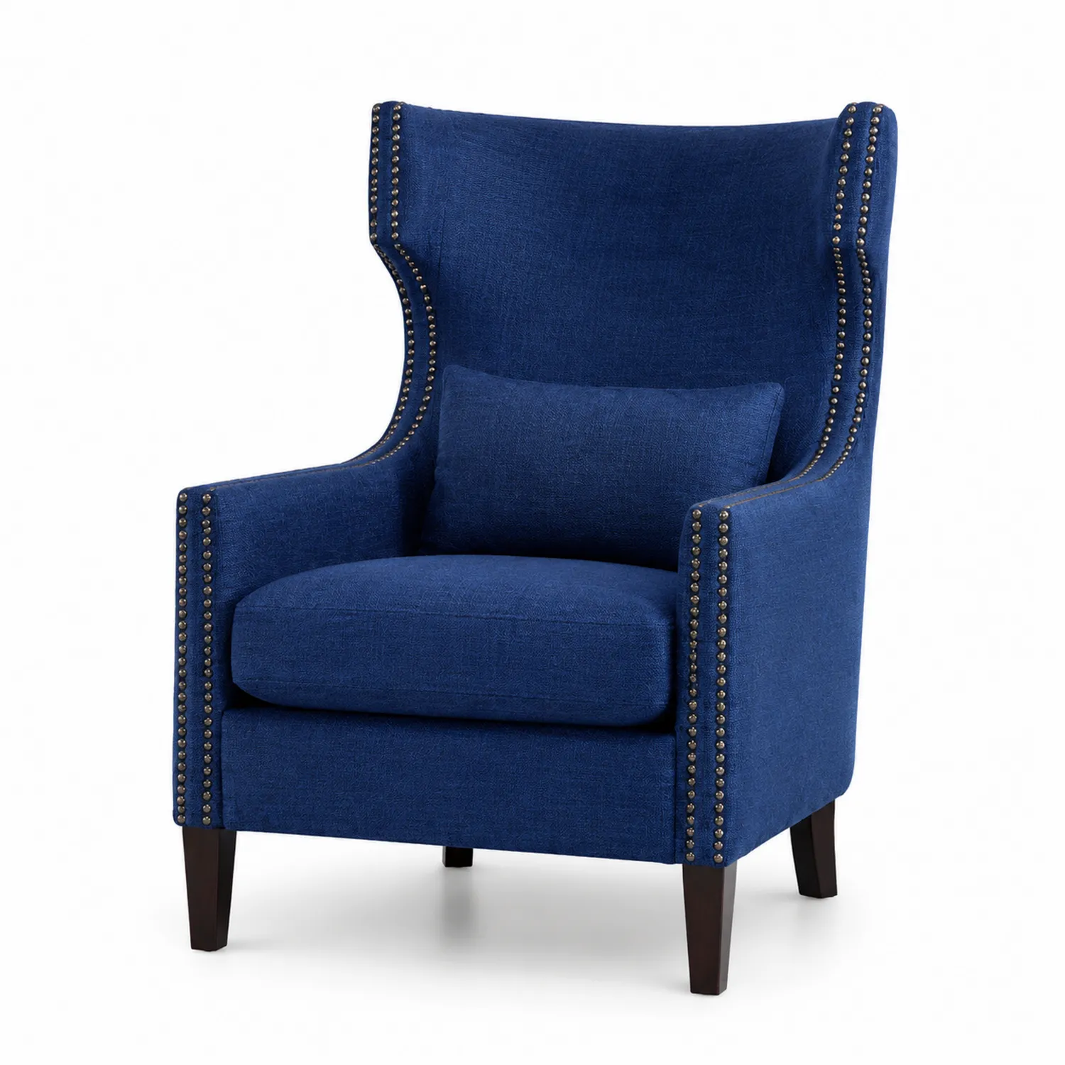 Poltrona in Tessuto Blu con Dettagli Metallici-Veltidorin