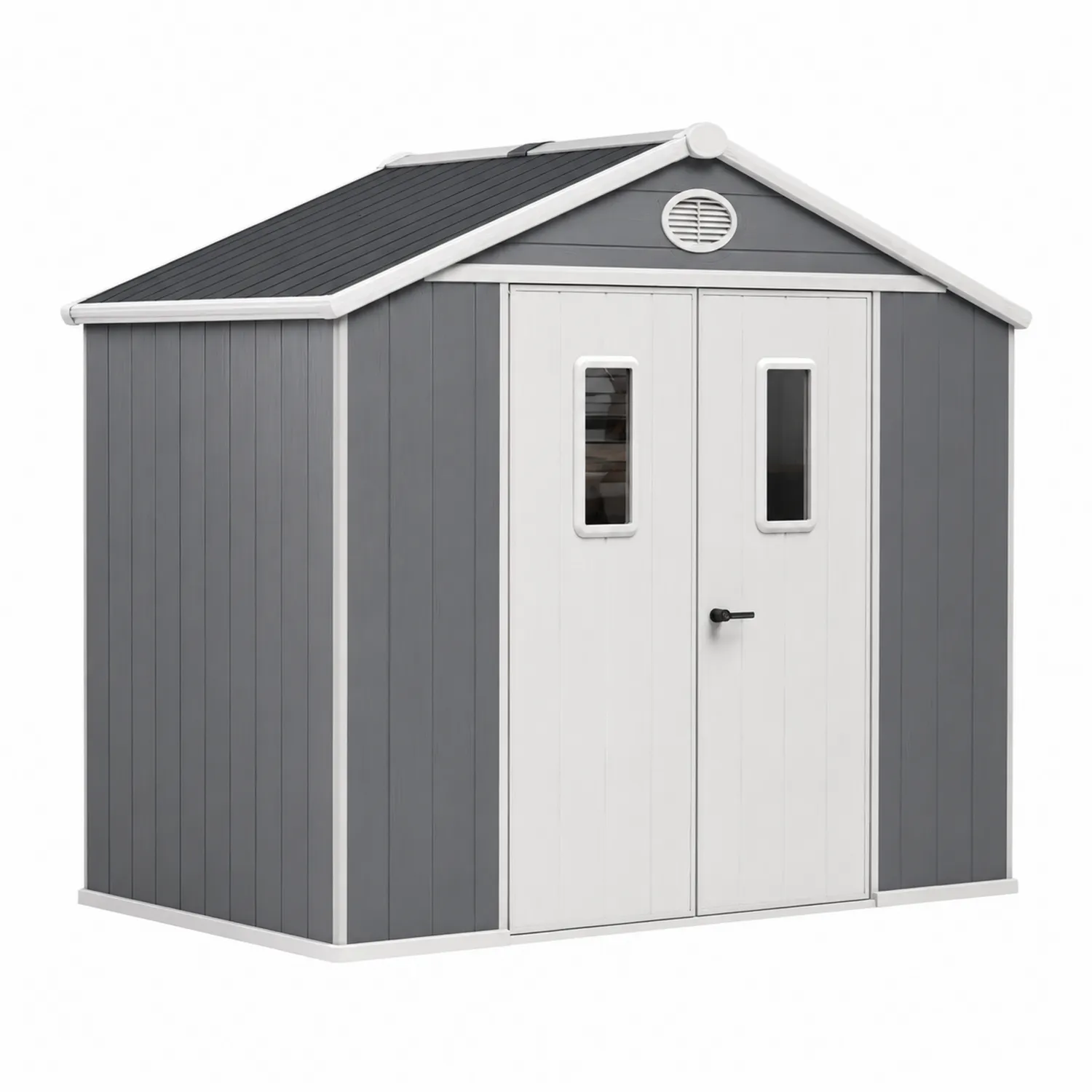 Capanno da Giardino in Resina Grigio e Bianco 200x150x180 cm-Veltidorin