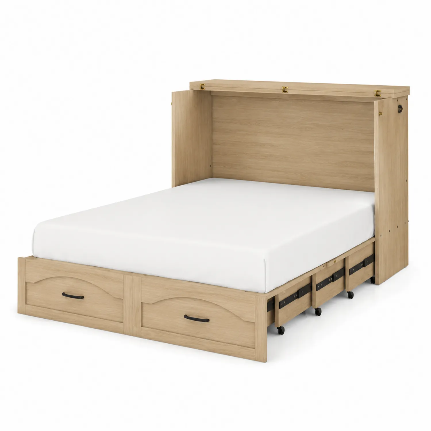 Letto contenitore matrimoniale in legno con materasso e cassetti-Veltidorin