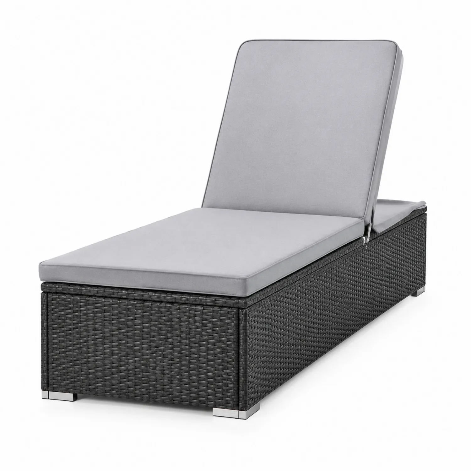 Lettino in Rattan con Cuscino Grigio-Veltidorin