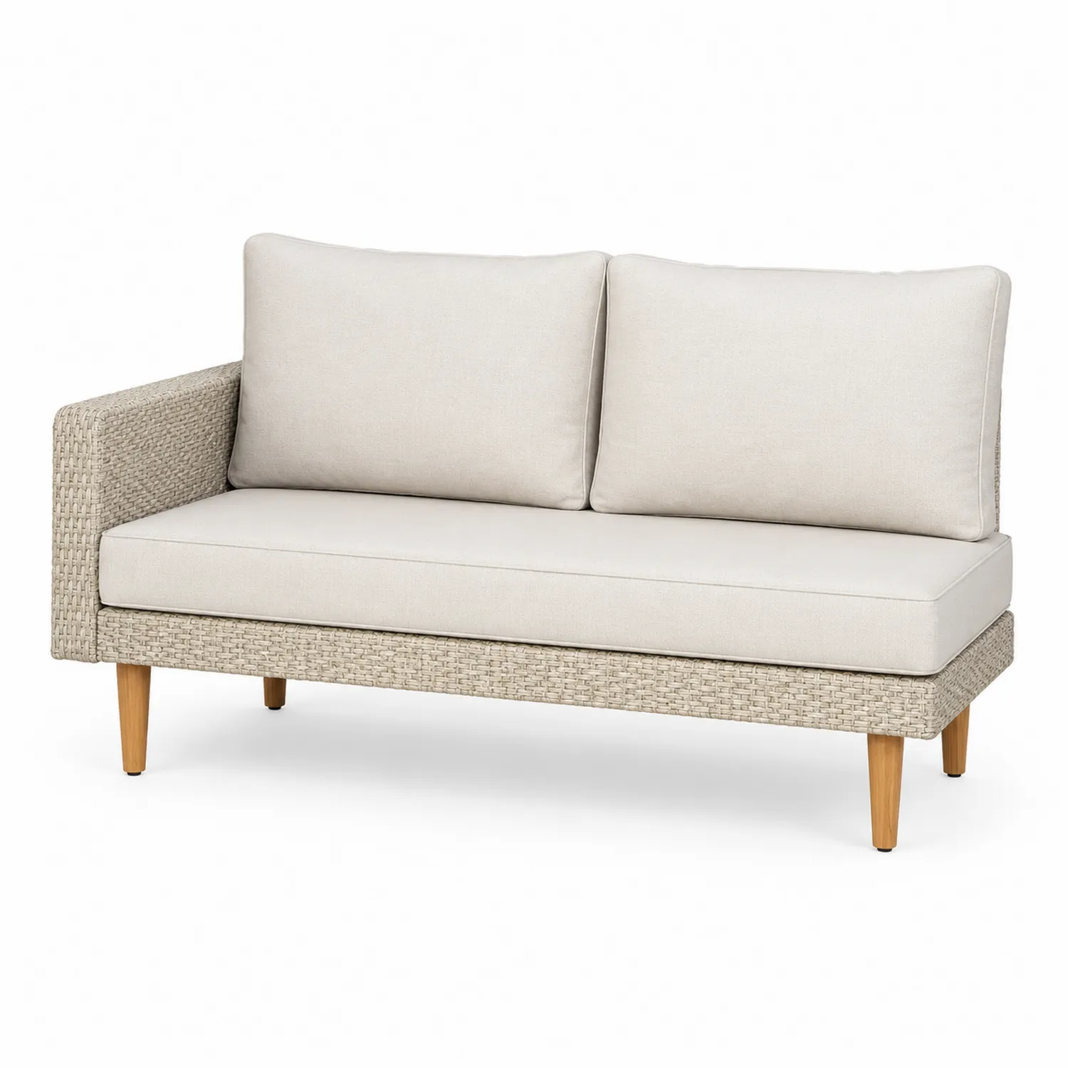 Divano da Giardino in Polyrattan con Cuscini Crema-Veltidorin