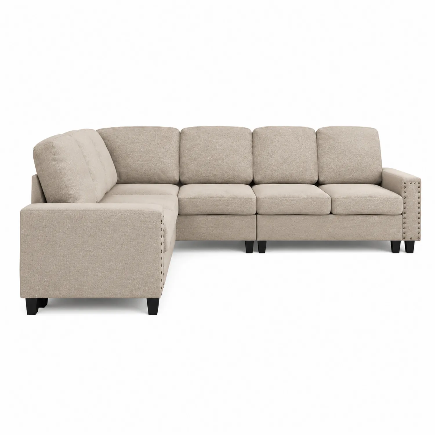 Divano ad Angolo Modulare in Tessuto Beige-Veltidorin