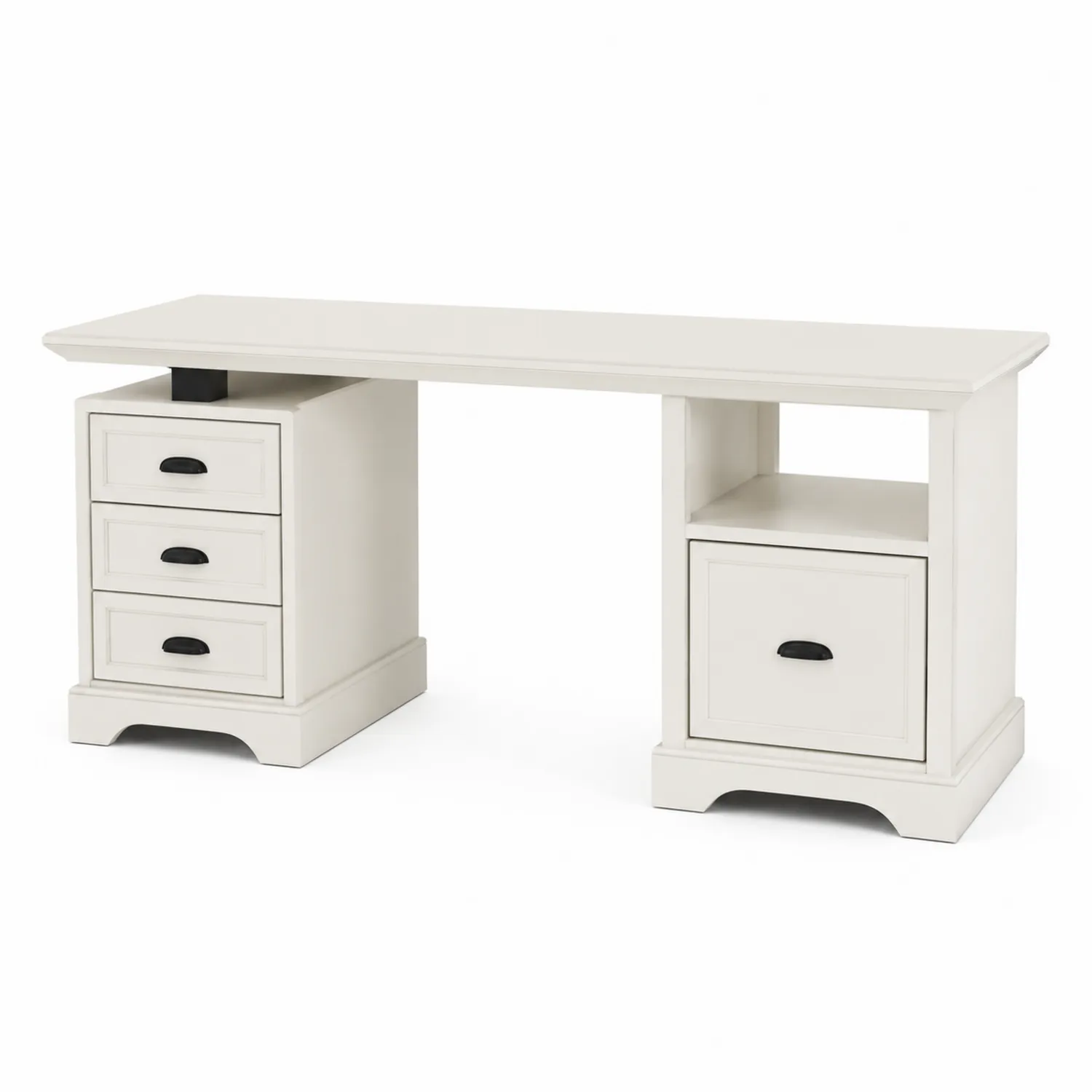 Scrivania rettangolare bianca con cassetti in legno-Veltidorin