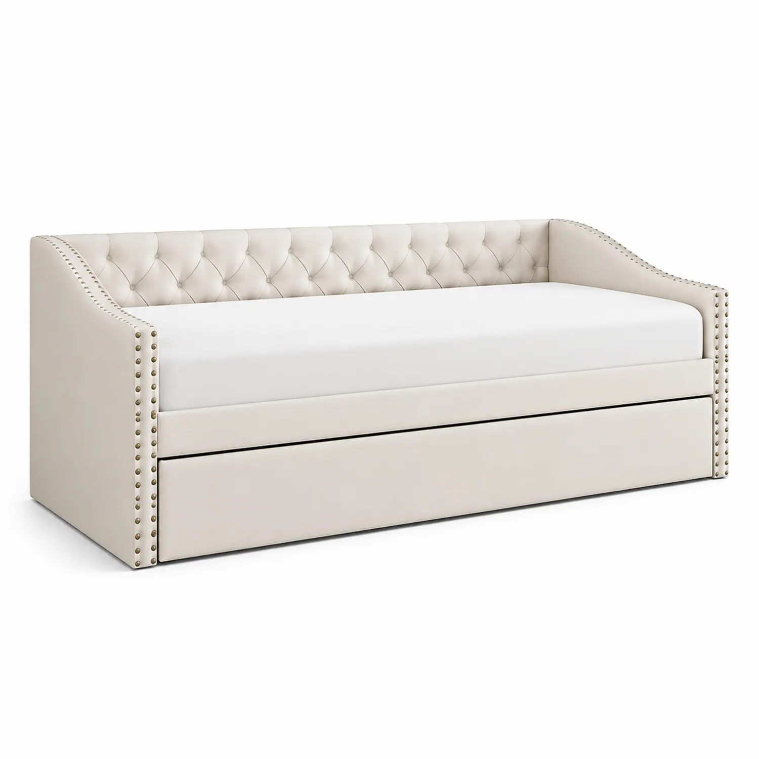 Daybed in Similpelle Beige con Cassetto-Veltidorin