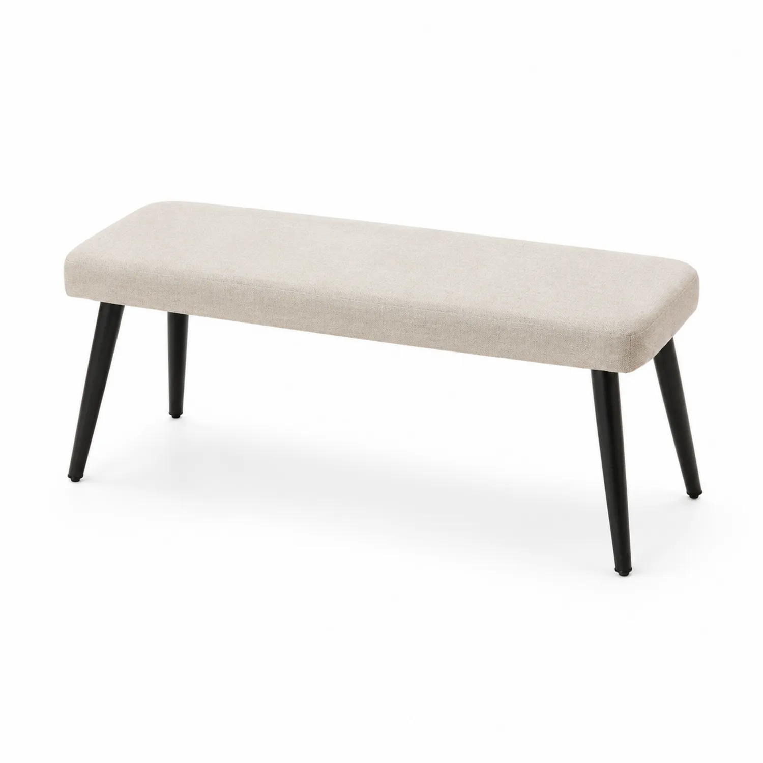Panca in Tessuto Poliestere Beige con Gambe in Metallo Nero 120cm-Veltidorin