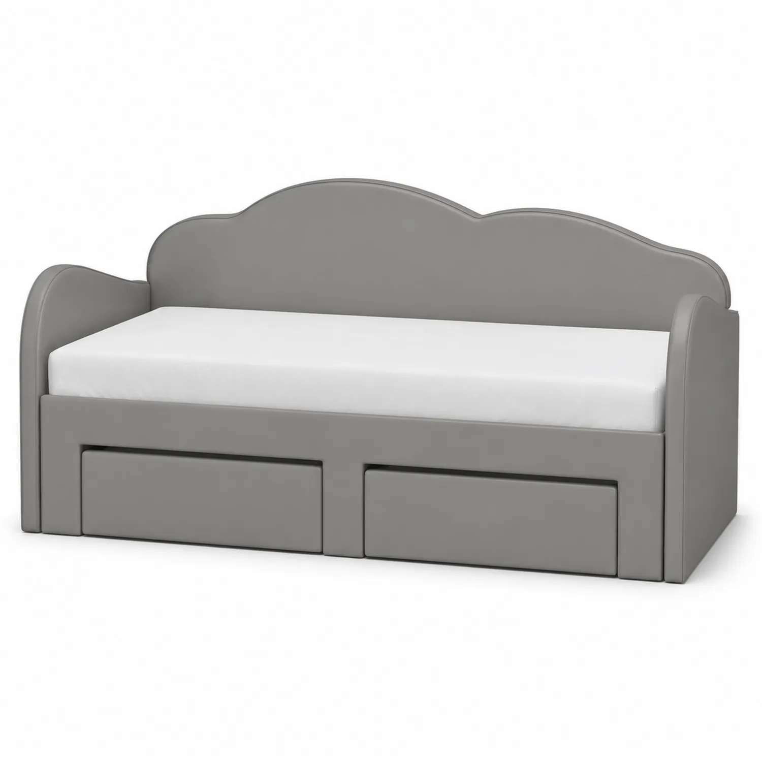 Letto Divano in Legno Composito Grigio con Cassetti e Materasso-Veltidorin