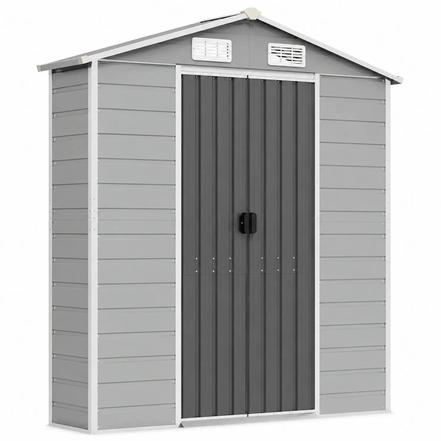 Capanno in metallo zincato grigio chiaro e scuro 195x121x181 cm-Veltidorin