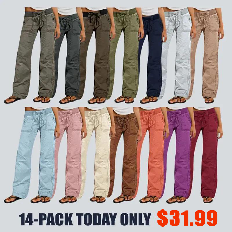 ⏰ 24-HOUR FLASH DEAL – Women's Mid-Rise Straight Pants, High-Stretch, 8-Pack Bundle