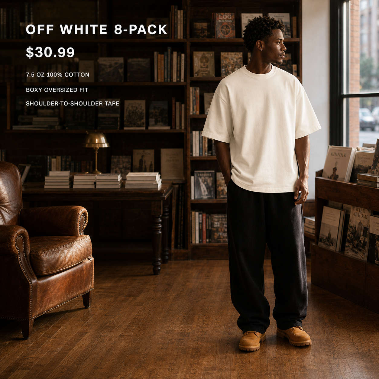 Off White 8-Pack heavyweight oversized cotton T-shirt on model