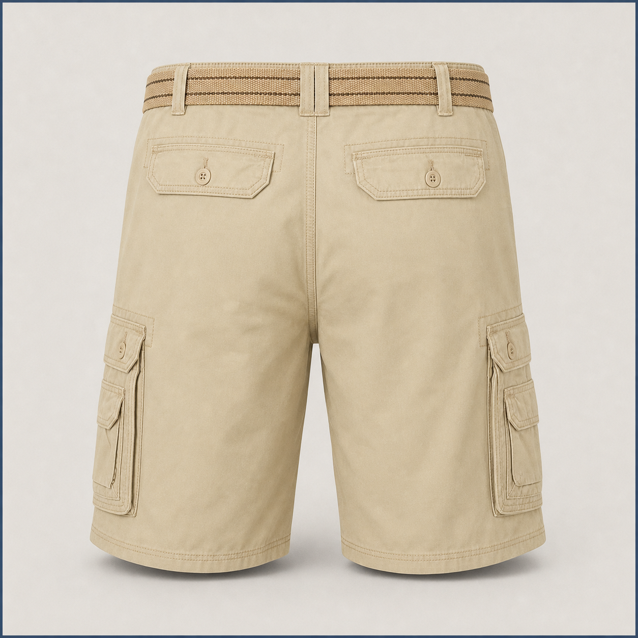 Back view of the cargo shorts with rear flap pockets