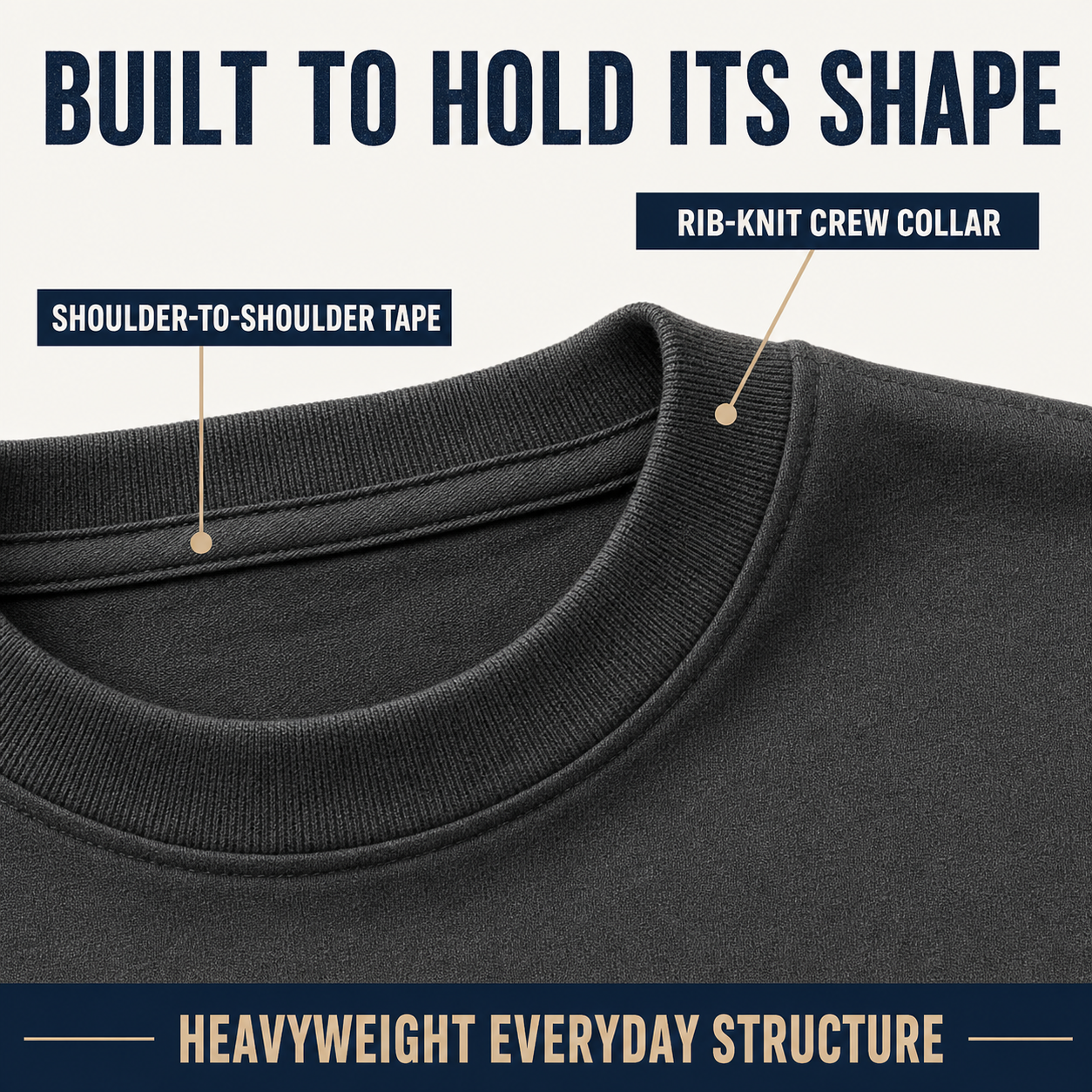 Rib-knit collar and shoulder tape