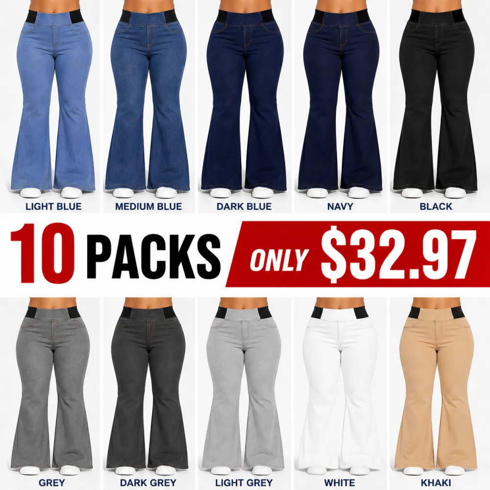 Women's High-Waisted Flared Jeans: Stretch-Fit Wide-Leg Pants