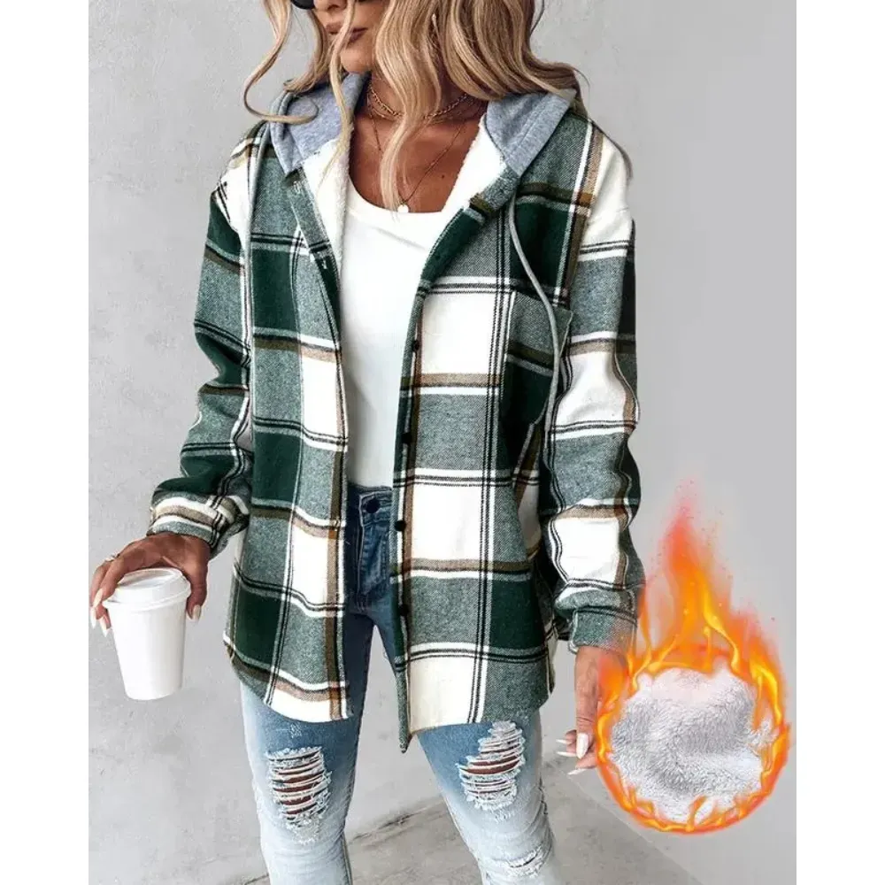 Women's Plaid Fleece Lined Hoodie