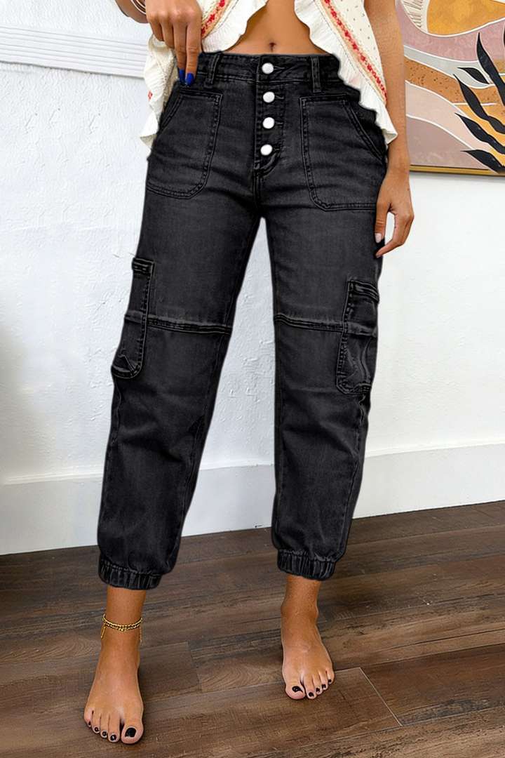 Multi Pocket Button Fly Mid Rise Straight Leg Jeans Without Belt gallery 24