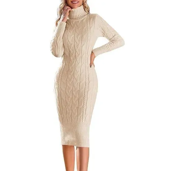 Women’s Long Sleeve Turtleneck Sweater Dress – Effortless Chic, Cozy Confidence | Winter Event
