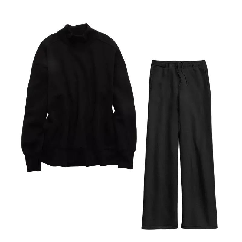 6-Color 6-Set - $26.9 Cloud Fleece Oversized Mockneck Sweatshirt+Barrel Sweatpant Matching Sets