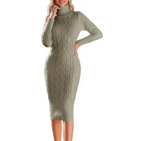 Women’s Long Sleeve Turtleneck Sweater Dress – Effortless Chic, Cozy Confidence | Winter Event
