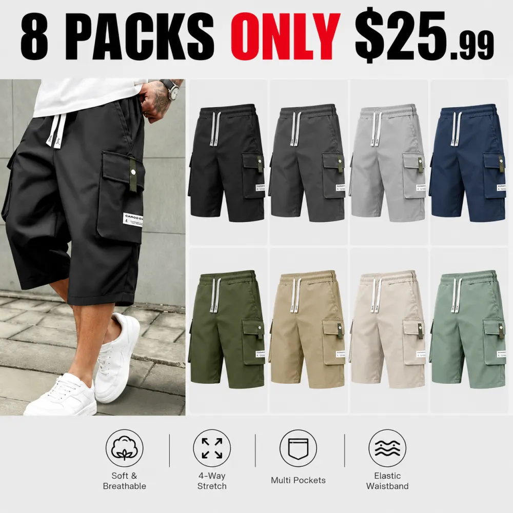 8-Pack Tactical Cargo Shorts for Men