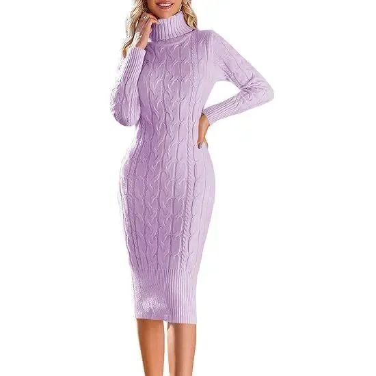 Women’s Long Sleeve Turtleneck Sweater Dress – Effortless Chic, Cozy Confidence | Winter Event