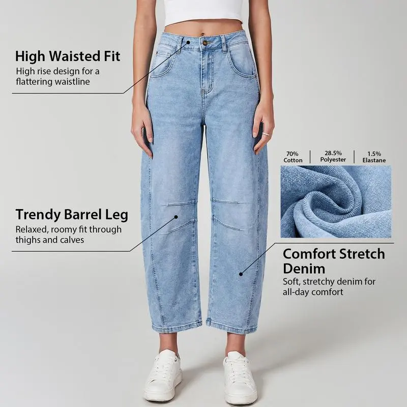 8 PACK Trendy High Waist Wide Leg Jeans – Summer Must-Have!