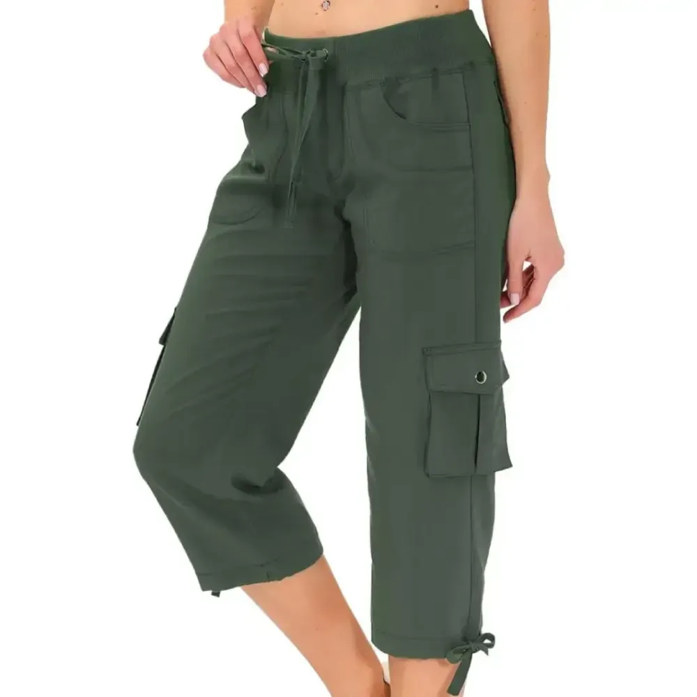 8-Pack Womens Cargo Capris Lightweight Hiking Pants Shorts Cropped Cotton