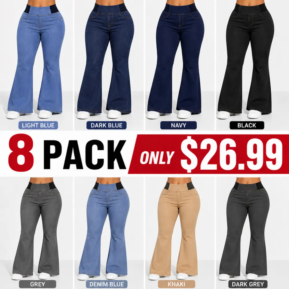 Women's High-Waisted Flared Jeans: Stretch-Fit Wide-Leg Pants