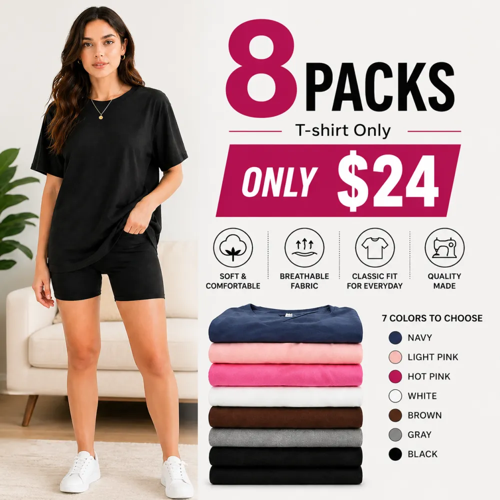 [Limited time deal][Fast Shipping]Women's Short Sleeve T-Shirts Multipack