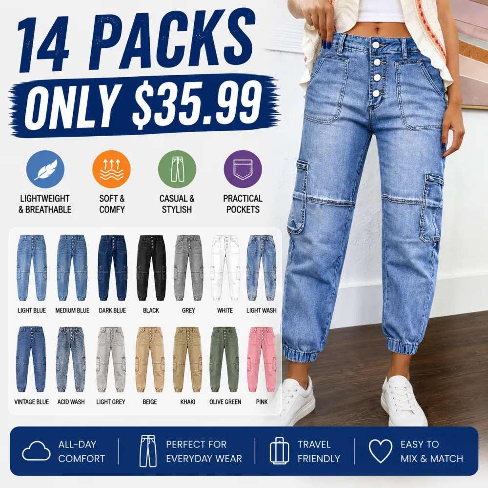 8 PACK Multi Pocket Button Fly Jeans – Utility Street Style