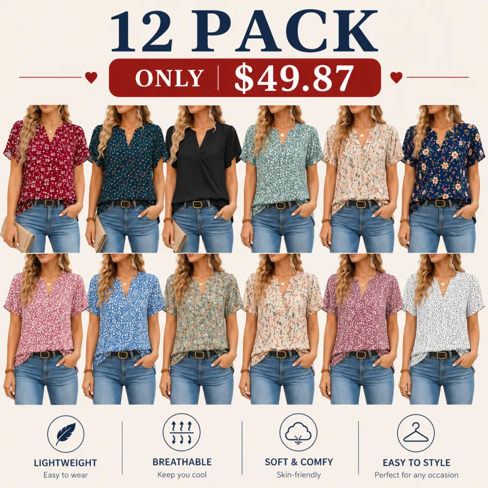 Casual V-Neck Chiffon Blouse for Women