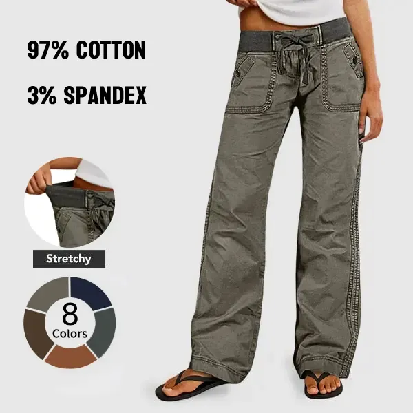8 PACK Women's High Stretch Mid Rise Straight Pants