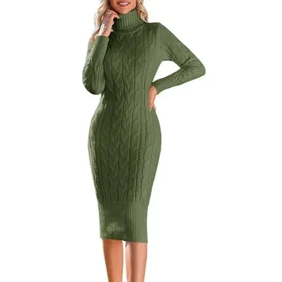 Women’s Long Sleeve Turtleneck Sweater Dress – Effortless Chic, Cozy Confidence | Winter Event